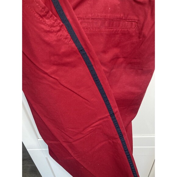 Talbots Girlfriend Chino Pants‎ Size 16 Red With Navy Stripe Ankle Relaxed - Picture 2 of 5